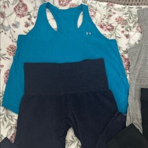 Under Armour Teal Tank and Navy Leggings